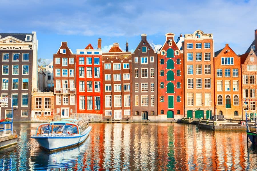 Typical dutch houses in Amsterdam, Netherlands