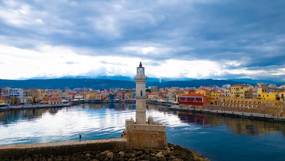Chania city crete island Greece Aerial view