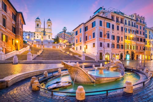 Spanish Steps in Rome, Italy in the early morning.